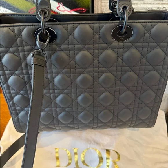 Christian Dior Ultra Matte Lady Dior Bag Cannage Quilt Calfskin Large Black - Picture 4 of 15